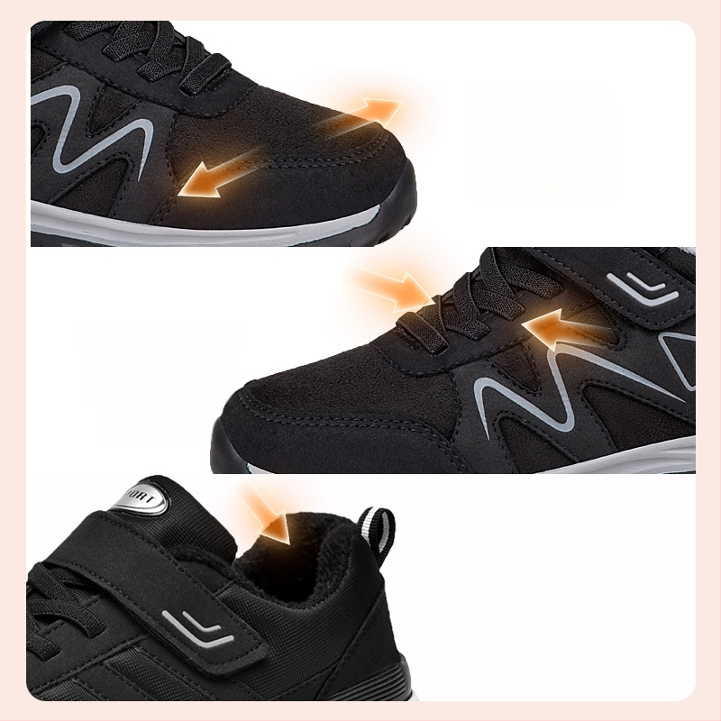 Pantofi sport de iarnă pentru femei, închidere Velcro, piele impermeabilă, vârf rotund, stil zilnic