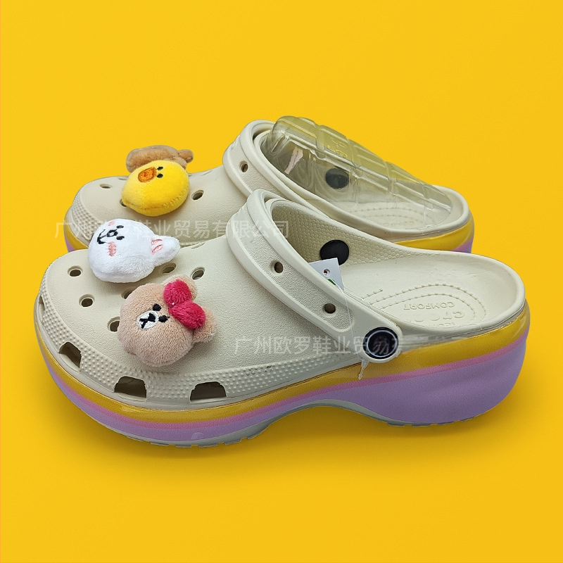 Baotou stila sieviešu čības ar 4 cm bieza zole, EVA augšdaļa un zole, elpojošas, pretslīdes, ar pēdu atbalstu