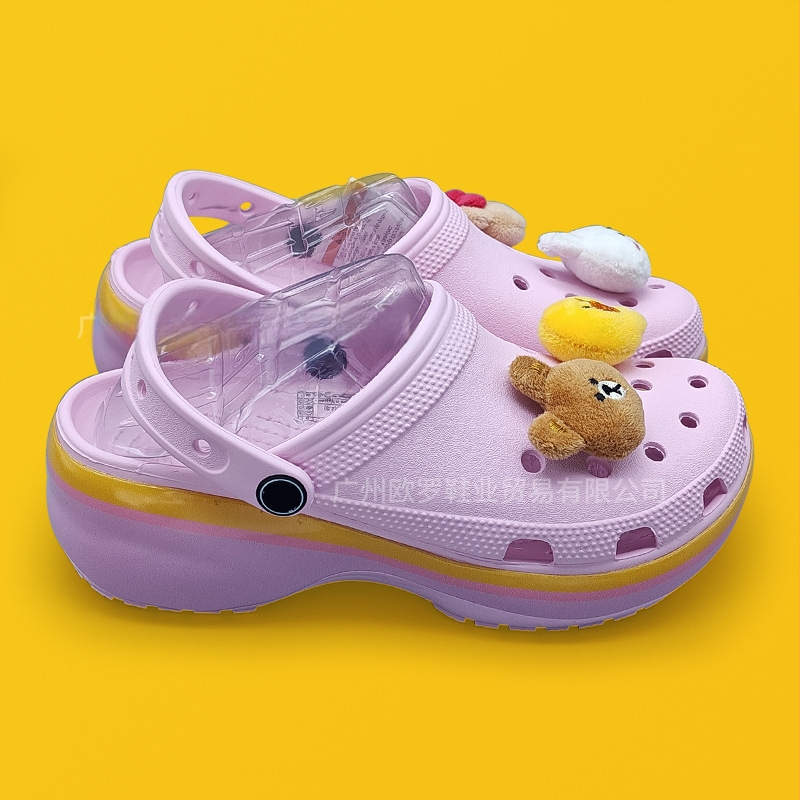 Baotou stila sieviešu čības ar 4 cm bieza zole, EVA augšdaļa un zole, elpojošas, pretslīdes, ar pēdu atbalstu