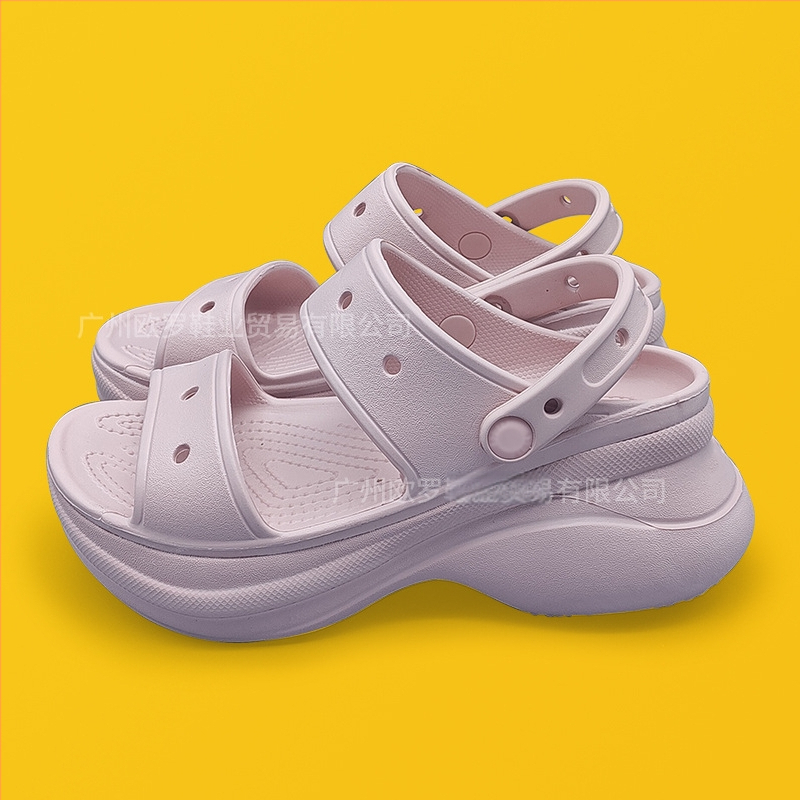 Sieviešu Crocs stilā sandales ar EVA augšpusi un zoli, 6 cm augstuma palielinājums, Whale dubultās siksnas, neslīdošs aizvērts pirksts, vasara 2025