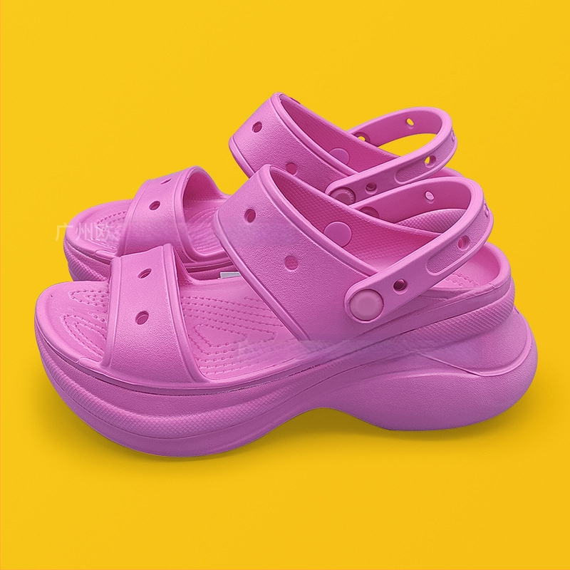 Sieviešu Crocs stilā sandales ar EVA augšpusi un zoli, 6 cm augstuma palielinājums, Whale dubultās siksnas, neslīdošs aizvērts pirksts, vasara 2025