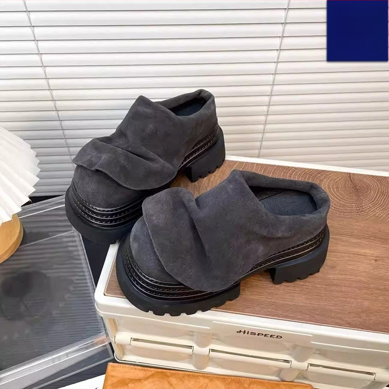 Sieviešu mūles ar slēgtu purnu, augšējā daļa no auduma, apaļš purns, gumijas zole, ikdienas nēsāšanai