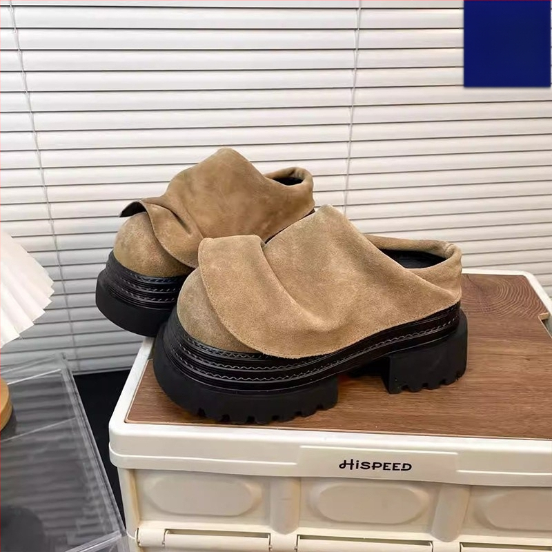 Sieviešu mūles ar slēgtu purnu, augšējā daļa no auduma, apaļš purns, gumijas zole, ikdienas nēsāšanai