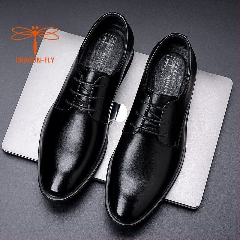 Vyriški odiniai verslo batai – Korėjos stiliaus, viršus iš dviejų sluoksnių jautienos odos, odinis piršto gaubtas, gumos padas, kvėpuojančios