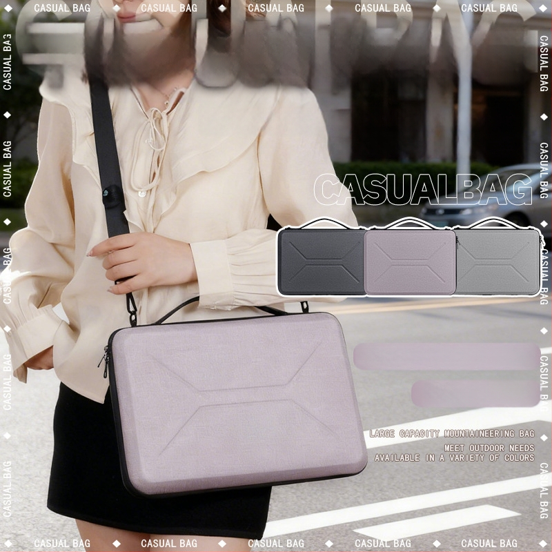 EVA triecienizturīga stingra soma datoram un planšetdatoram, crossbody soma biznesa ceļojumiem, universāla, pilsētas vienkāršība (Materiāls: EVA; Iekšpuse: poliesters; Raksts: vienkrāsains; Stils: pilsētas vienkāršība)