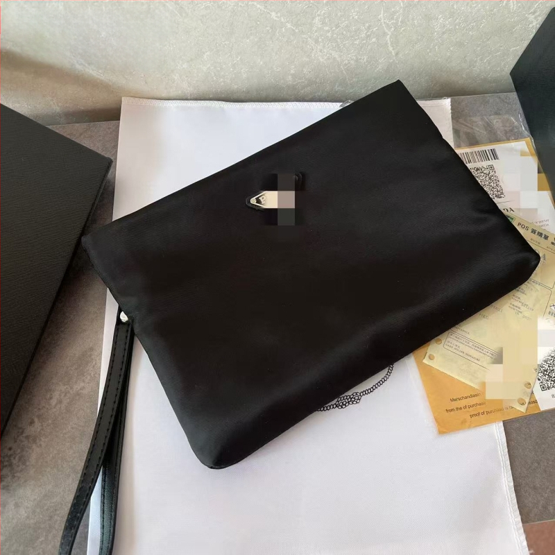 Ανδρική τσάντα clutch από νάιλον, οριζόντιου τετράγωνου σχήματος, με φερμουάρ, θήκη για κινητό και θήκη για ταυτότητα, για καθημερινή χρήση