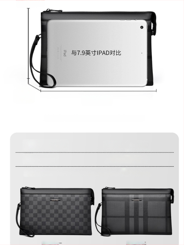 Vyrų PVC clutch rankinė, miesto paprastumo stilius, dryžių raštas, atspari vandeniui ir dėvėjimui, poliesterio vidus