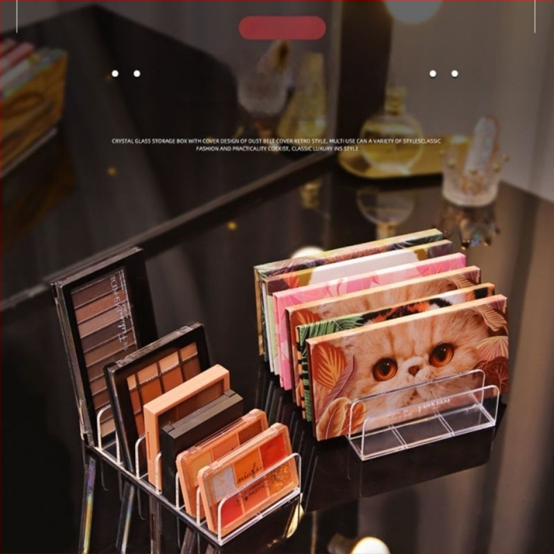Toaletilaua kosmeetika hoiukorraldaja lauale, läbipaistva silmameigi karbiga — plastikust, kerge luksus stiil, Ou Jie Xi bränd