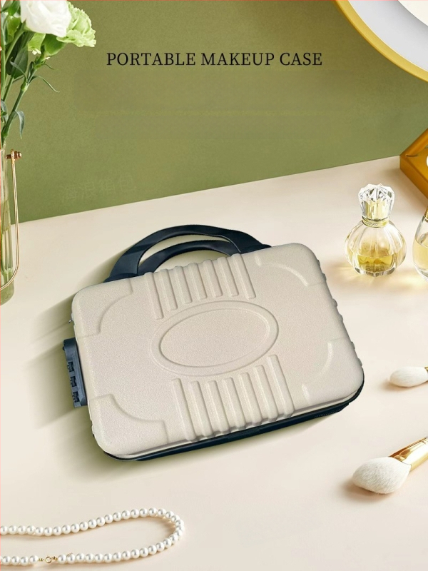 Pārvadājamais kosmētikas ceļojumu koferis, PP materiāls, rāvējslēdzēja atvērums, lidmašīnas riteņi, paplašināšanas funkcija, standarta kombinācijas slēdzene, biznesa ceļojumiem