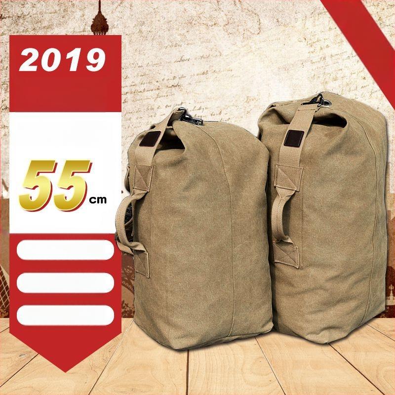 Vīriešu platna mugursoma bucket stilā ceļojumiem un ikdienas lietošanai, ar izliektām plecu siksnām, saderīga ar 16 collu klēpjdatoru, iekšējā odere neilons