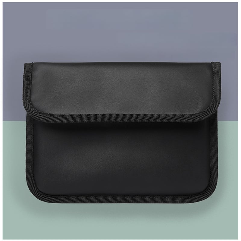 RF apsaugos dėklas planšetėms ir telefonams, anti-radiacija, daugiafunkcinis, anti-lokavimo ir anti-vagystės funkcijos; IPMN-12 modelis, PU oda, Velcro užsegimas, matinė apdaila, vidinis užtrauktuku kišenė.