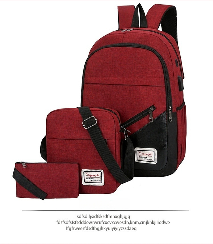 Ruksak od Oxford platna za poslovni laptop, 3-djelni set, veliki kapacitet, unisex, za putovanja, s USB priključkom
