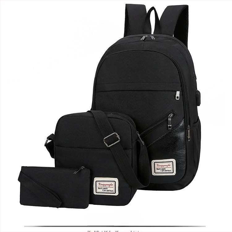 Ruksak od Oxford platna za poslovni laptop, 3-djelni set, veliki kapacitet, unisex, za putovanja, s USB priključkom