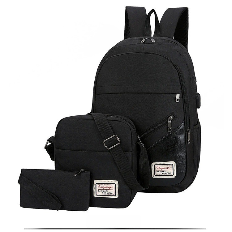 Ruksak od Oxford platna za poslovni laptop, 3-djelni set, veliki kapacitet, unisex, za putovanja, s USB priključkom
