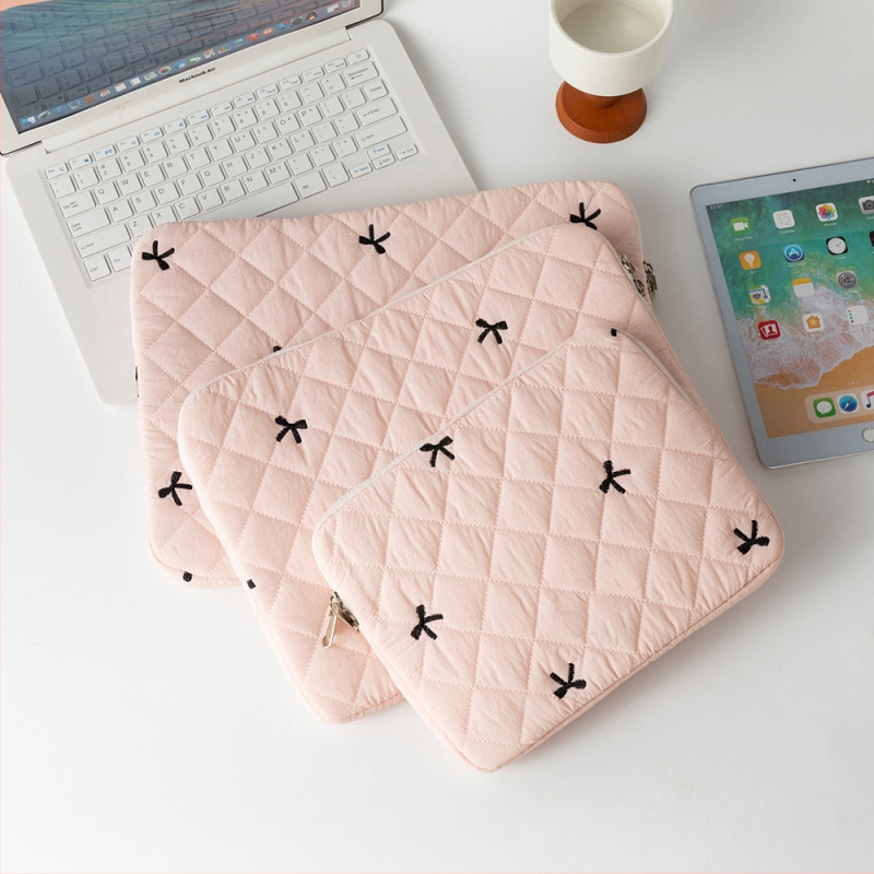 Dongjin nejlon tabletás táska hímzett masnival, csíkos dizájn, poliészter bélés