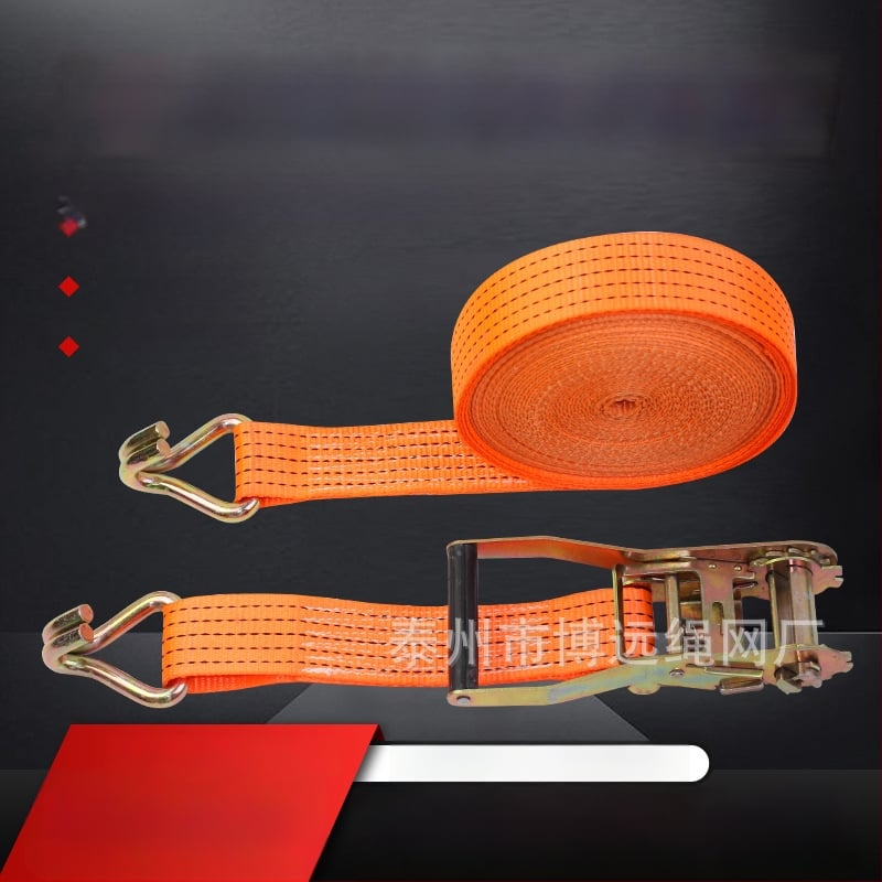 Stipri poliesterio įtempimo diržas su dvigubais kilpomis krovinio fiksavimui