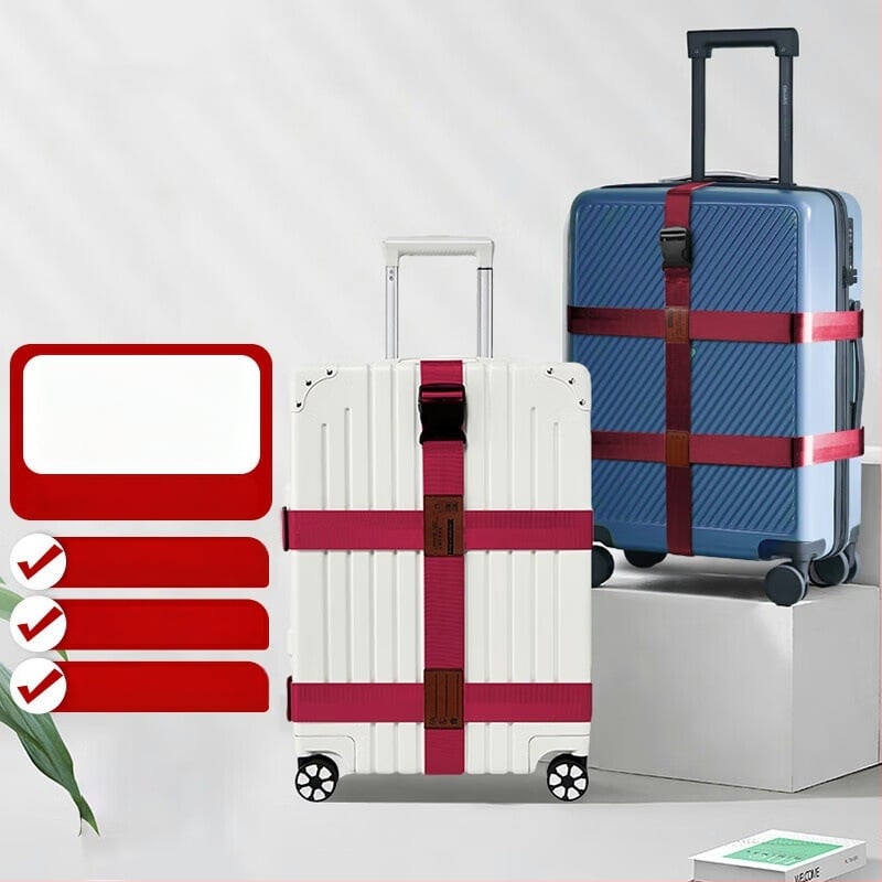 Curele pentru bagaje cu curele încrucișate, catarame fixe și lacăt cu cod vamal – din material anti-nylon