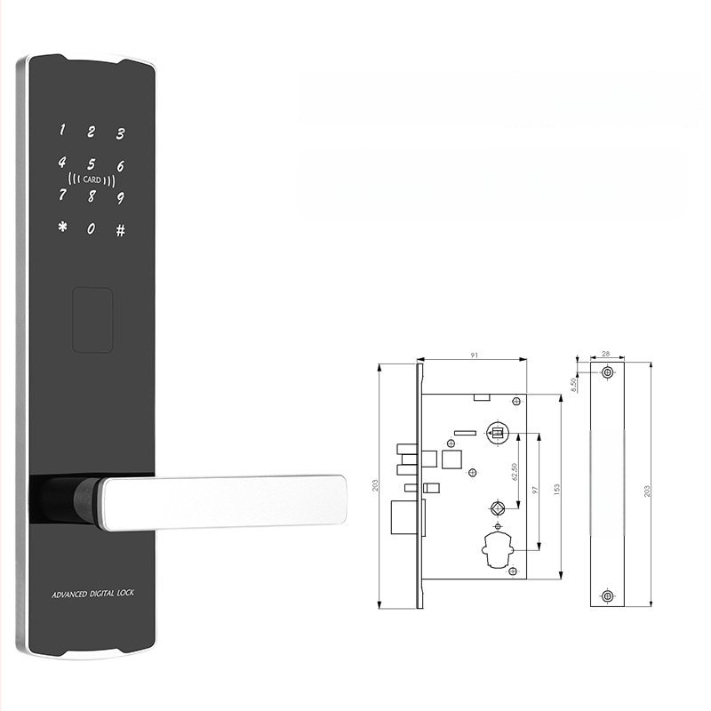 HF-K4 Pametni hotelski mehanizam zaključavanja od aluminijske legure s Bluetoothom, IC/magnetnom karticom, lozinkom i senzorom za drvena vrata