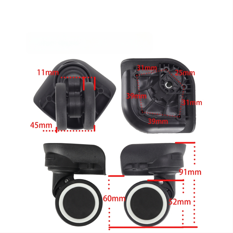 Roți pentru bagaje — detașabile, universale; model 140107D, brand Also Pavilion, serie Removing wheel, material plastic/nylon, ultra-ușoare, rezistente la uzură, absorbție a șocurilor