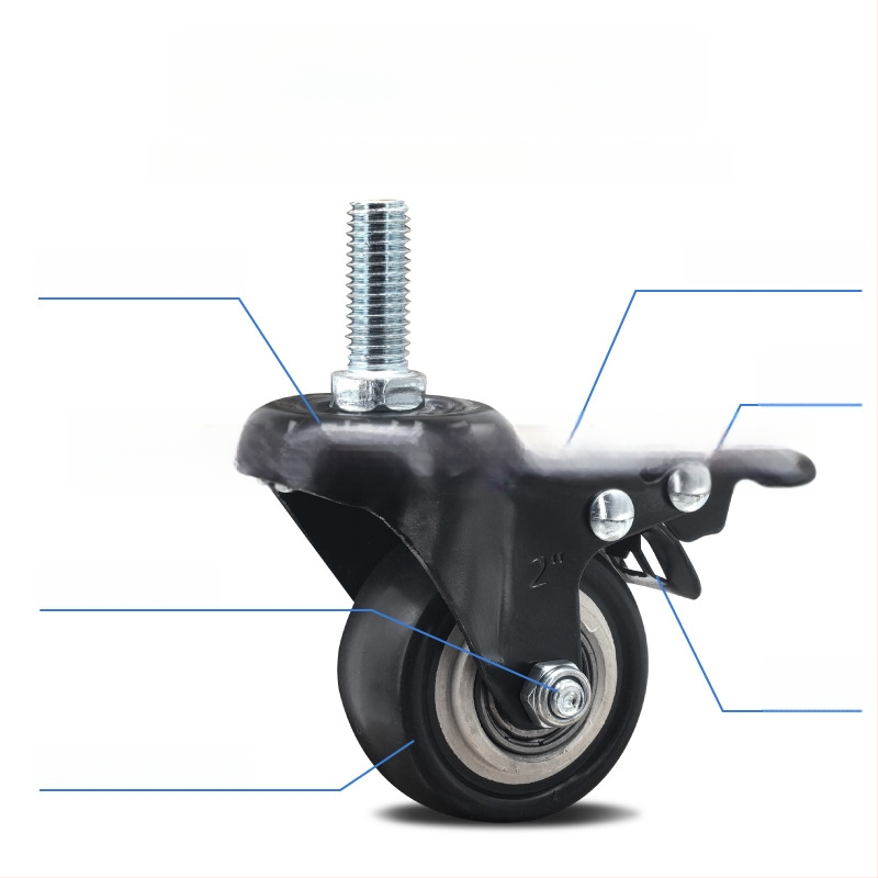 Roată pentru bagaje cu rotire și frână, dimensiune șurub personalizată, material PP, marcă L.w