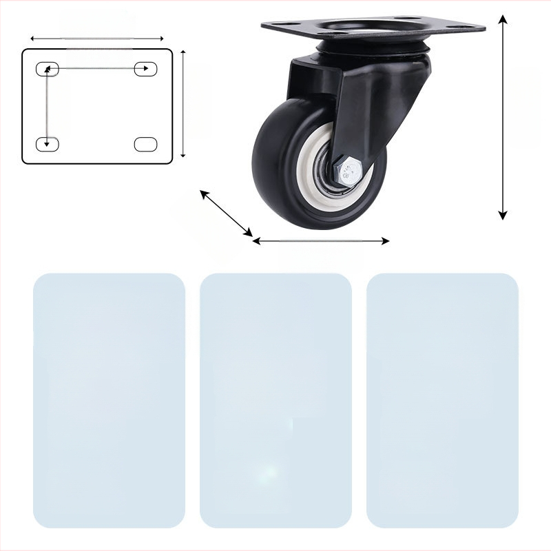 Ding Cheng roată pivotantă din polipropilenă cu frână — bază plată, rezistentă la abraziune, flexibilă, netedă