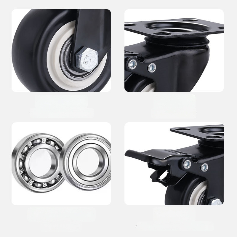 Ding Cheng roată pivotantă din polipropilenă cu frână — bază plată, rezistentă la abraziune, flexibilă, netedă