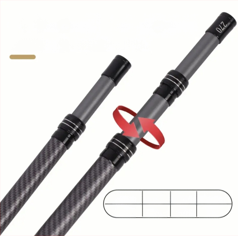 Szénszálas halászhálóbot teleszkópos kivitelben, habos fogantyúval, 4 részes