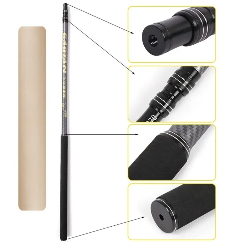 Szénszálas halászhálóbot teleszkópos kivitelben, habos fogantyúval, 4 részes