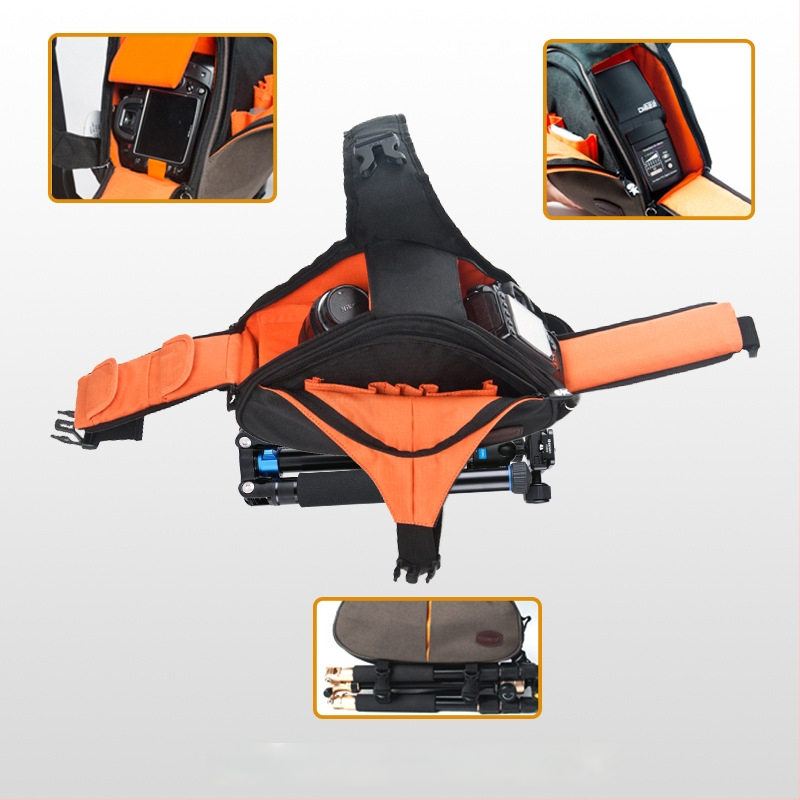 Caseman DSLR kamera táska, háromszög alakú, poliészter, modell C10, egyszerű stílus, vállon vagy crossbody viselhető