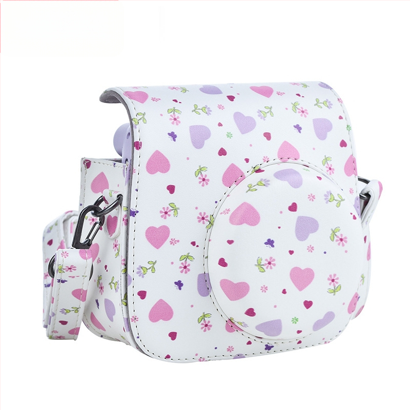 PU bőr szív alakú kameratáska Polaroid Mini12/11/9-hez, hordozható, szorosan illeszkedő védőtok flanel béléssel, 110 g