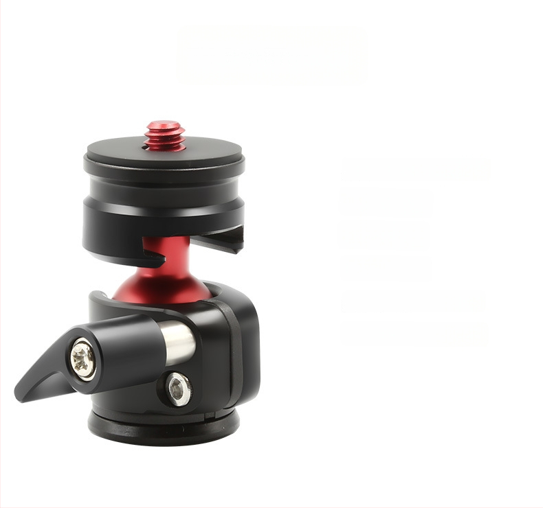 Mini rutulio galva trikojui iš aliuminio lydinio, 360° horizontali sukimas ir 90° vertikalus pakreipimas, 1/4-inch sriegis, svoris 34 g