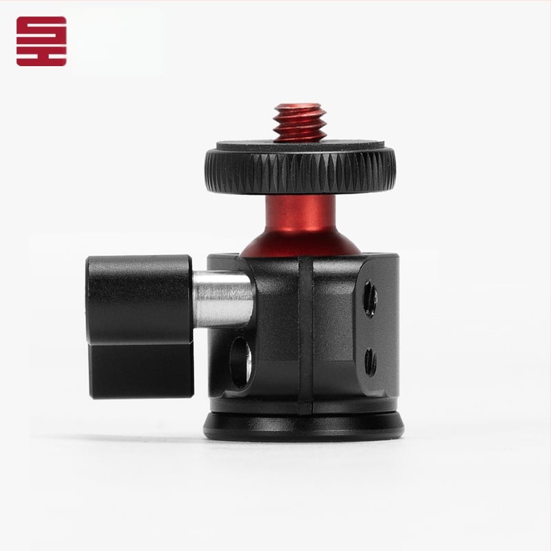 Mini rutulio galva trikojui iš aliuminio lydinio, 360° horizontali sukimas ir 90° vertikalus pakreipimas, 1/4-inch sriegis, svoris 34 g