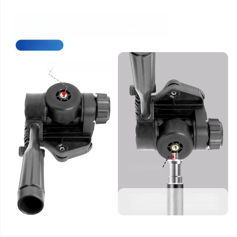 Telefono laikiklis su 3D gimbalu ir greito atpalaidavimo plokštele – Panoraminis stabilizatorius universaliajam tripodui, montavimas 1/4" arba 6 mm, plastinis korpusas, 180° horizontalus / 90° vertikalus pasukimas, 360° pasukimas, svoris 270 g