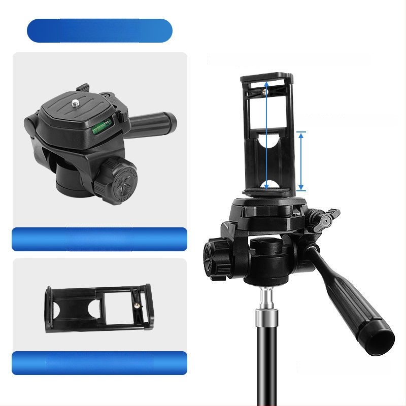 Telefono laikiklis su 3D gimbalu ir greito atpalaidavimo plokštele – Panoraminis stabilizatorius universaliajam tripodui, montavimas 1/4" arba 6 mm, plastinis korpusas, 180° horizontalus / 90° vertikalus pasukimas, 360° pasukimas, svoris 270 g