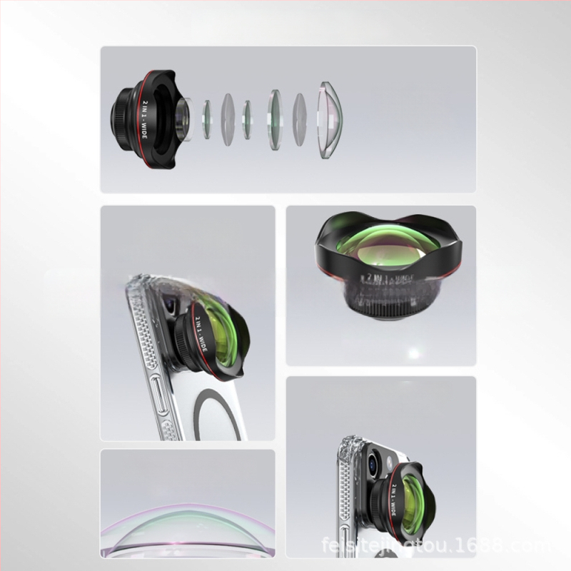 4K DSLR‑клас широкоугълен обектив, 110° без изкривяване, външен обектив за мобилни телефони, съвместим с 95% от смартфоните