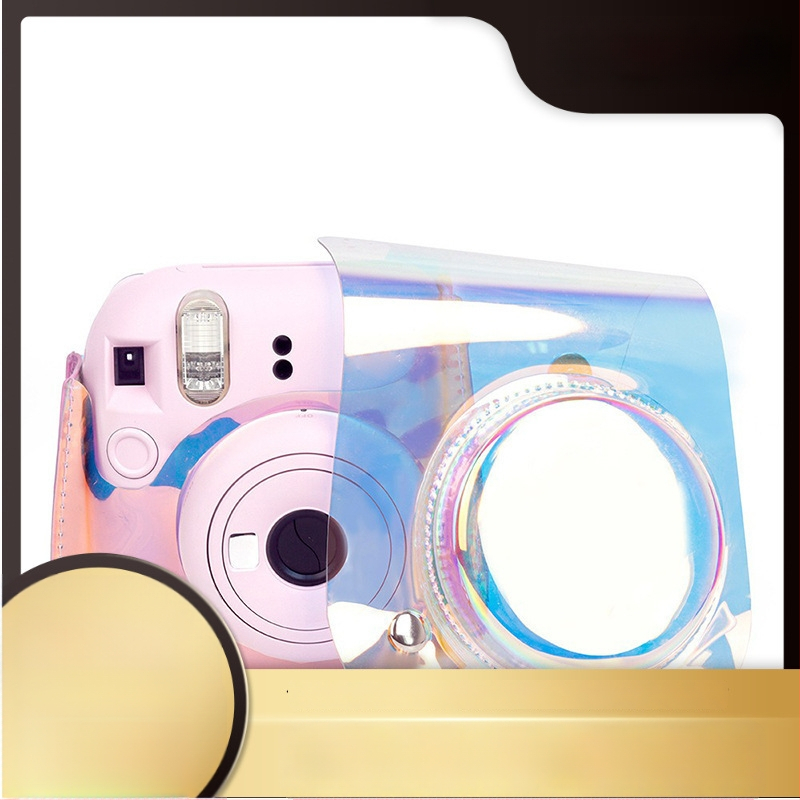 Átlátszó PVC kamera táska Polaroid Mini 12/11/9/8-hoz, lézeres PVC dizájn, PU bélés, kompatibilis Polaroid Mini 11-tel, súly 126 g