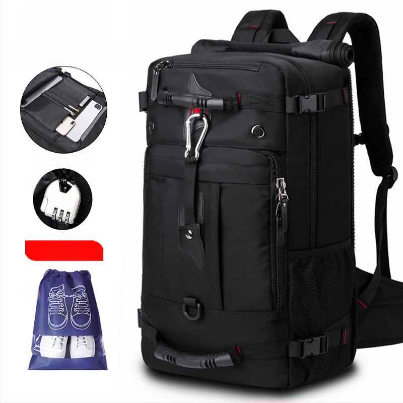 Meeste ärireisile ja vaba aja mugavale seljakott, maht 36–55 L, Oxford-kangas, hingav, veekindel, kulumiskindel, vargusvastane — SUEPMENE