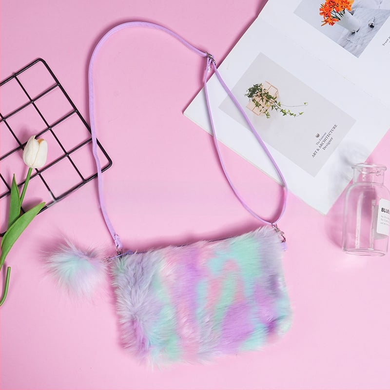 Geantă de umăr PU pentru fete, model tie-dye, căptușeală poliester, pentru copii de grădiniță, Primăvara 2024