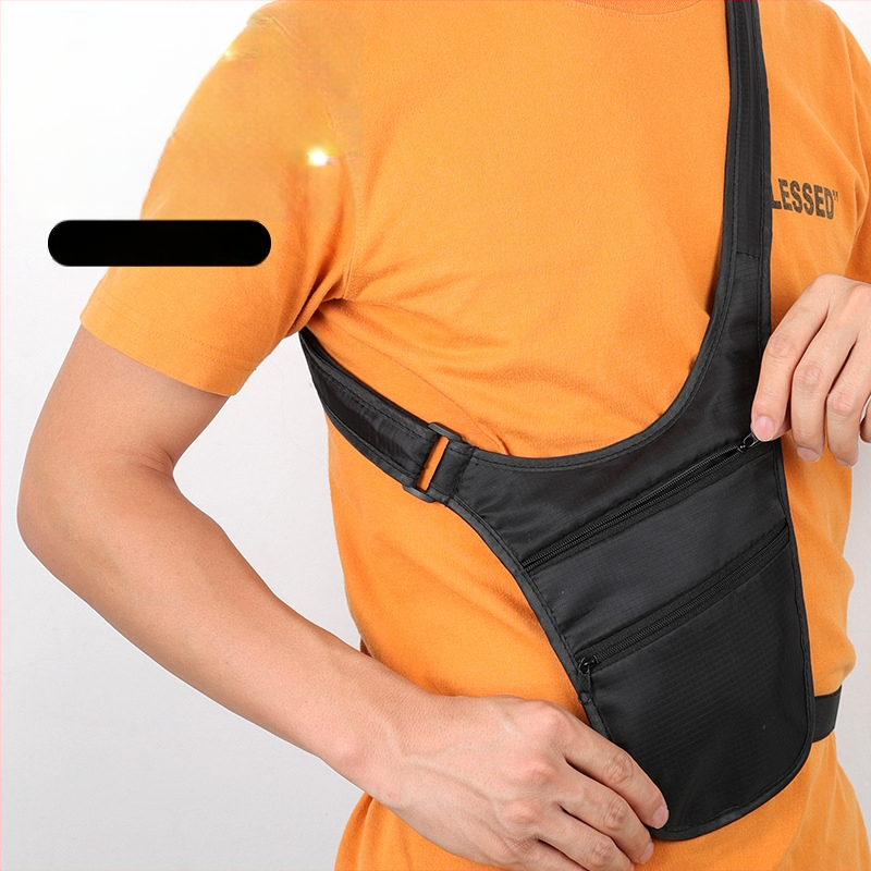 Utazási anti-tolvaj övtáska útlevél és telefon zsebekkel, nejlon anyag, cipzáras nyitás, belső réteg, mobiltelefon és személyi igazolvány zsebek