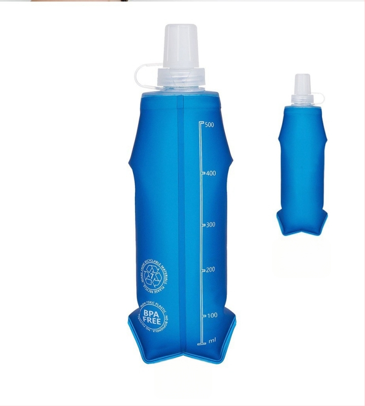 Kültéri összecsukható puha víztartály, szivárgásmentes, PVC/TPU, kapacitás 250ml/500ml, kerékpározáshoz és hegymászáshoz