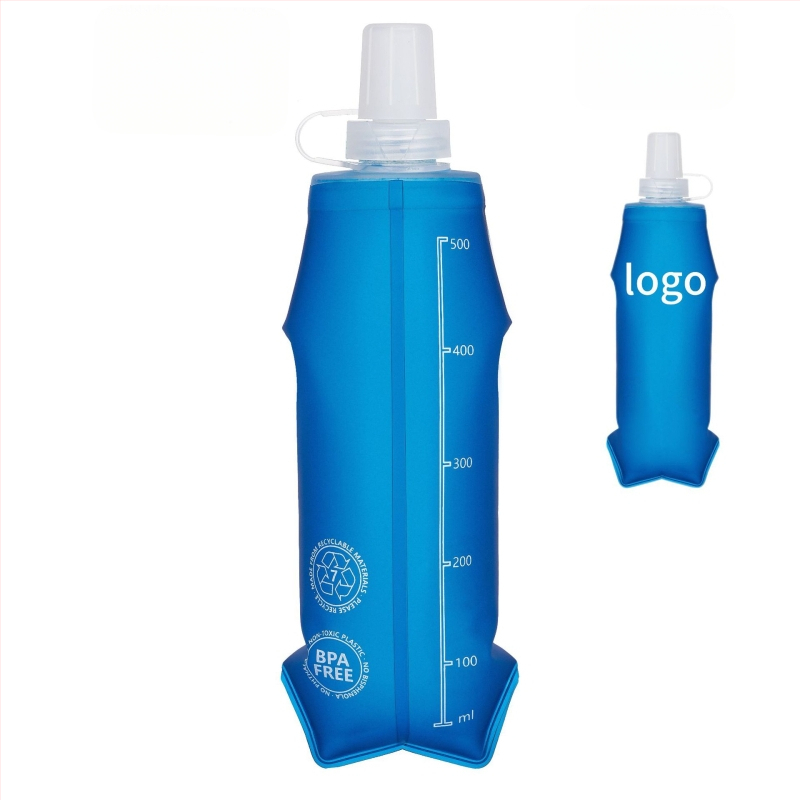 Kültéri összecsukható puha víztartály, szivárgásmentes, PVC/TPU, kapacitás 250ml/500ml, kerékpározáshoz és hegymászáshoz