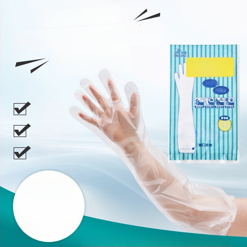 Еднократни удължени CPE ръкавици за съдове, за обработка на храни, водоустойчиви, хранително качество