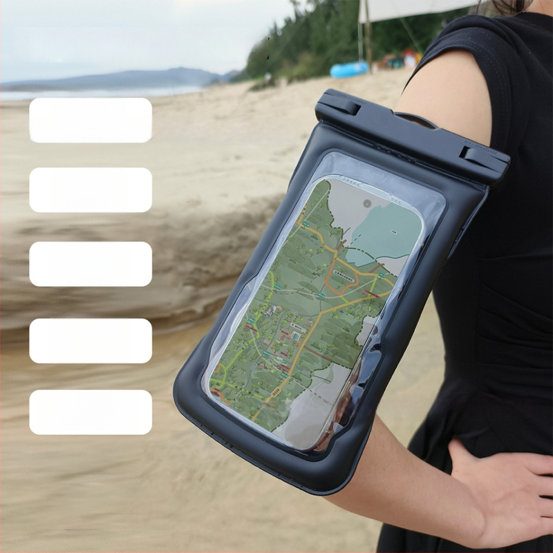 PVC vízálló telefonkarpántos táska – kültéri stílus, logó személyre szabható, univerzális illeszkedés minden korosztály számára, ideális merüléshez, túrázáshoz és horgászathoz