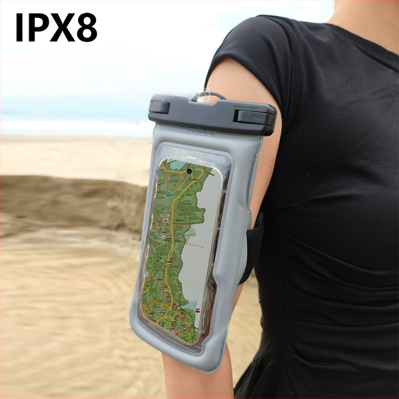 PVC vízálló telefonkarpántos táska – kültéri stílus, logó személyre szabható, univerzális illeszkedés minden korosztály számára, ideális merüléshez, túrázáshoz és horgászathoz