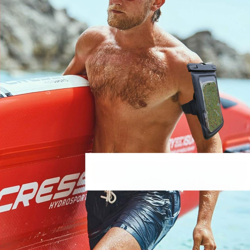 PVC vízálló telefonkarpántos táska – kültéri stílus, logó személyre szabható, univerzális illeszkedés minden korosztály számára, ideális merüléshez, túrázáshoz és horgászathoz