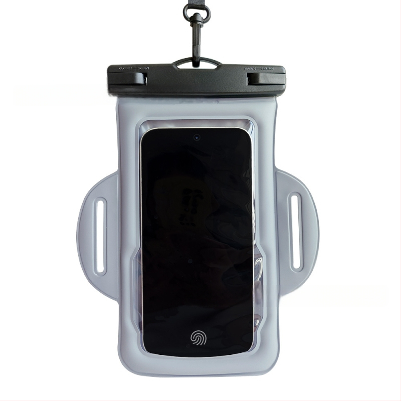 PVC vízálló telefonkarpántos táska – kültéri stílus, logó személyre szabható, univerzális illeszkedés minden korosztály számára, ideális merüléshez, túrázáshoz és horgászathoz