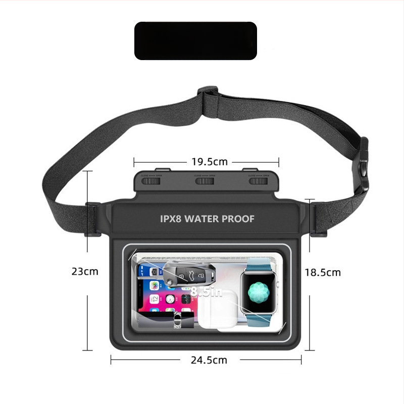 Kültéri vízálló deréktáska — Sponge PVC ABS anyag, csíkos minta, keleti stílus