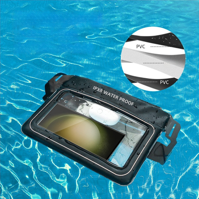 Kültéri vízálló deréktáska — Sponge PVC ABS anyag, csíkos minta, keleti stílus