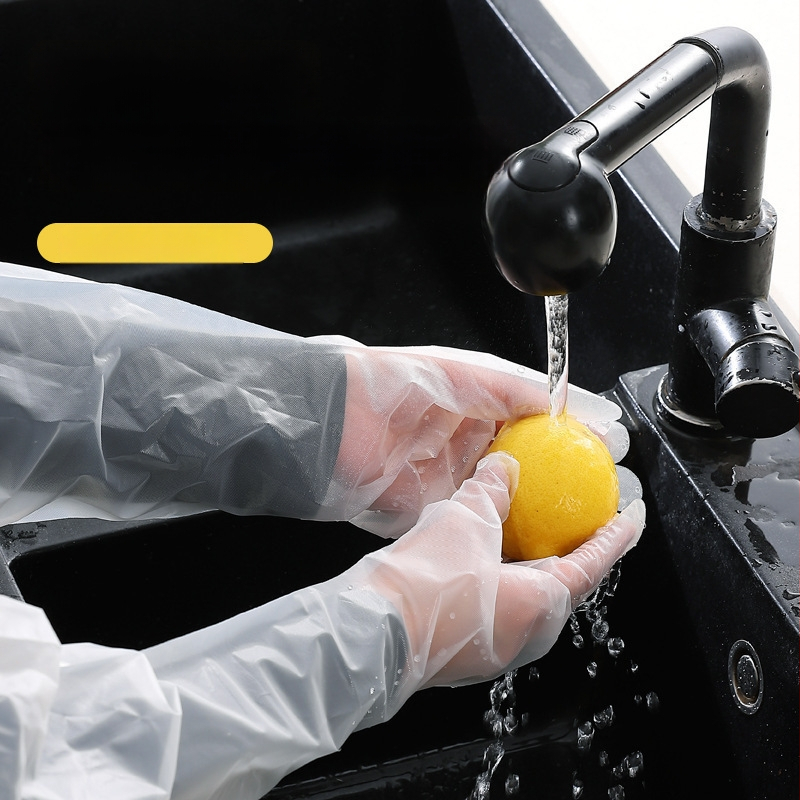 Еднократни пластмасови кухненски ръкавици, прозрачен дизайн, дебелина 0,05–0,1 мм, антимазнини, произход Zhejiang