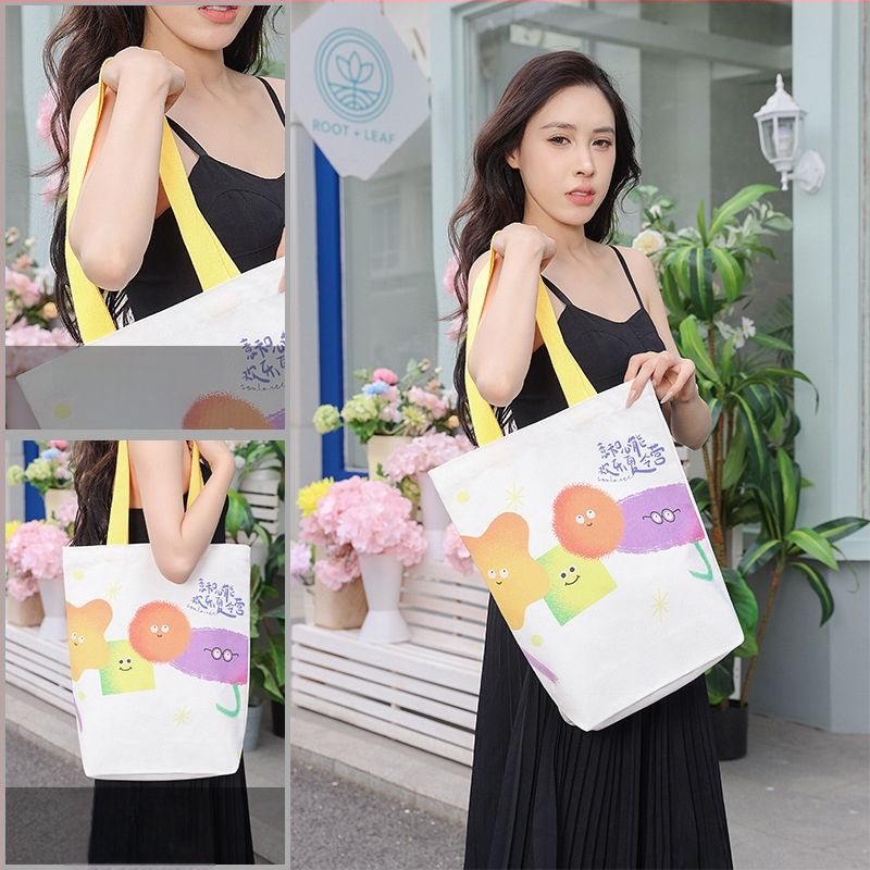 Geantă din pânză pentru reclamă, personalizabilă – pentru studenți, cu imprimare a siglei; formă: geantă din pânză personalizată; material: pânză poliester-cotton; metode de imprimare: serigrafie, imprimare pe mașină, imprimare digitală, transfer termic